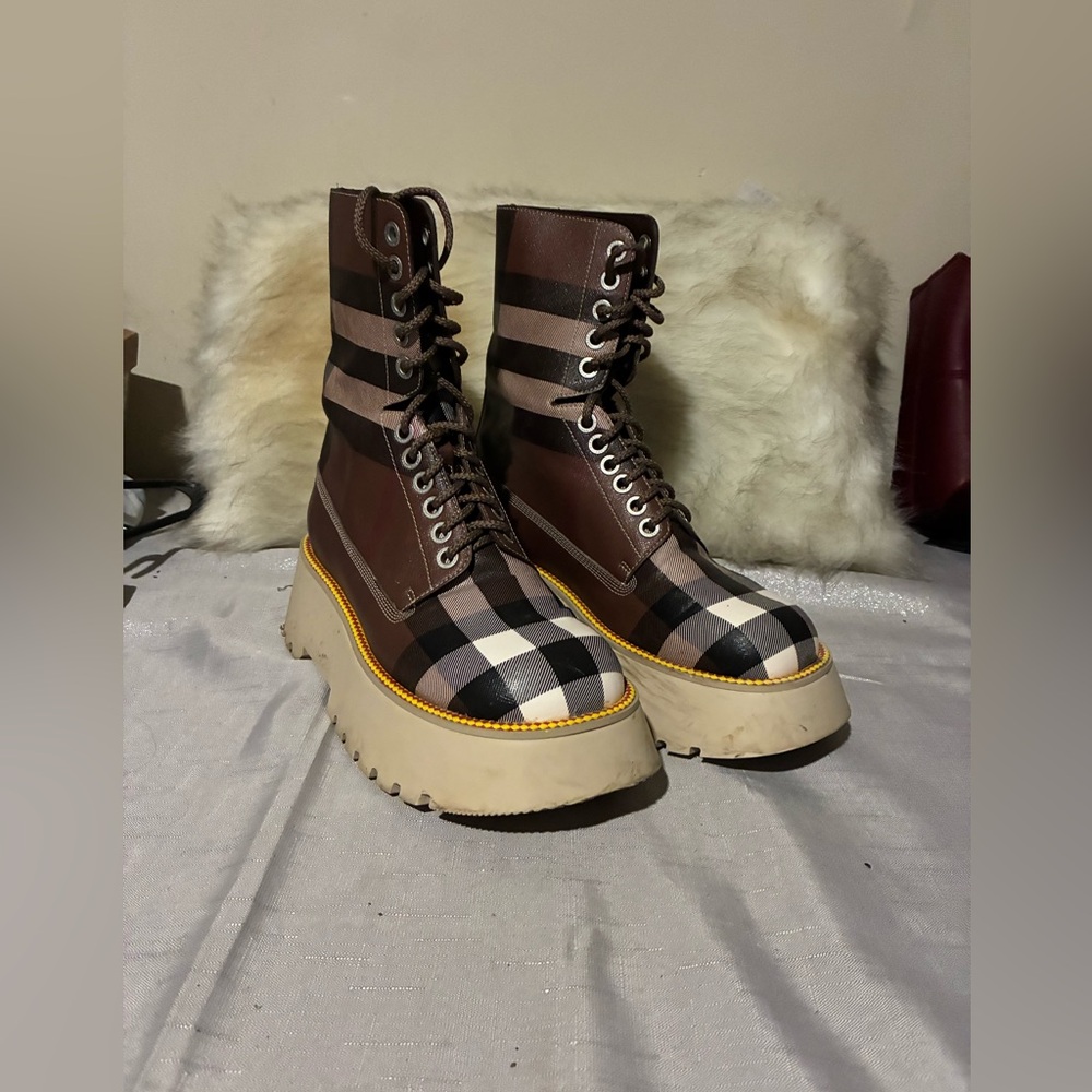 Burberry Plaid Platform Boots